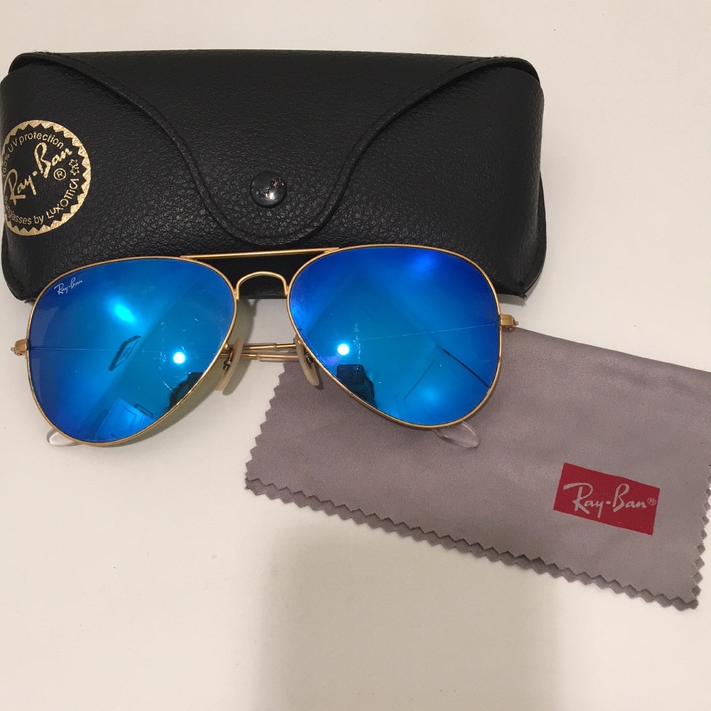 AUTHENTIC Blue Mirror Ray Bans 58mm
